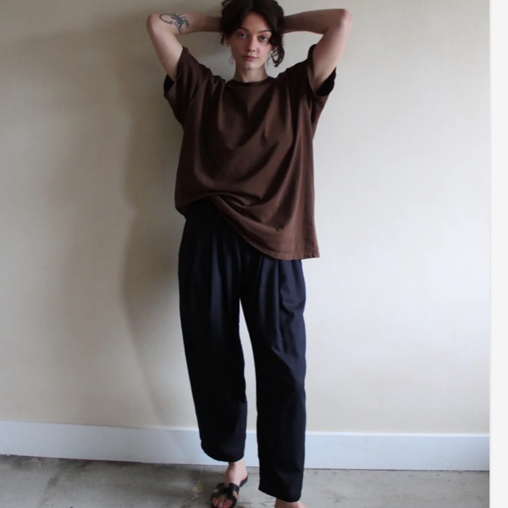 Na Nin Black Lena Raw Silk Pant 26" Inseam